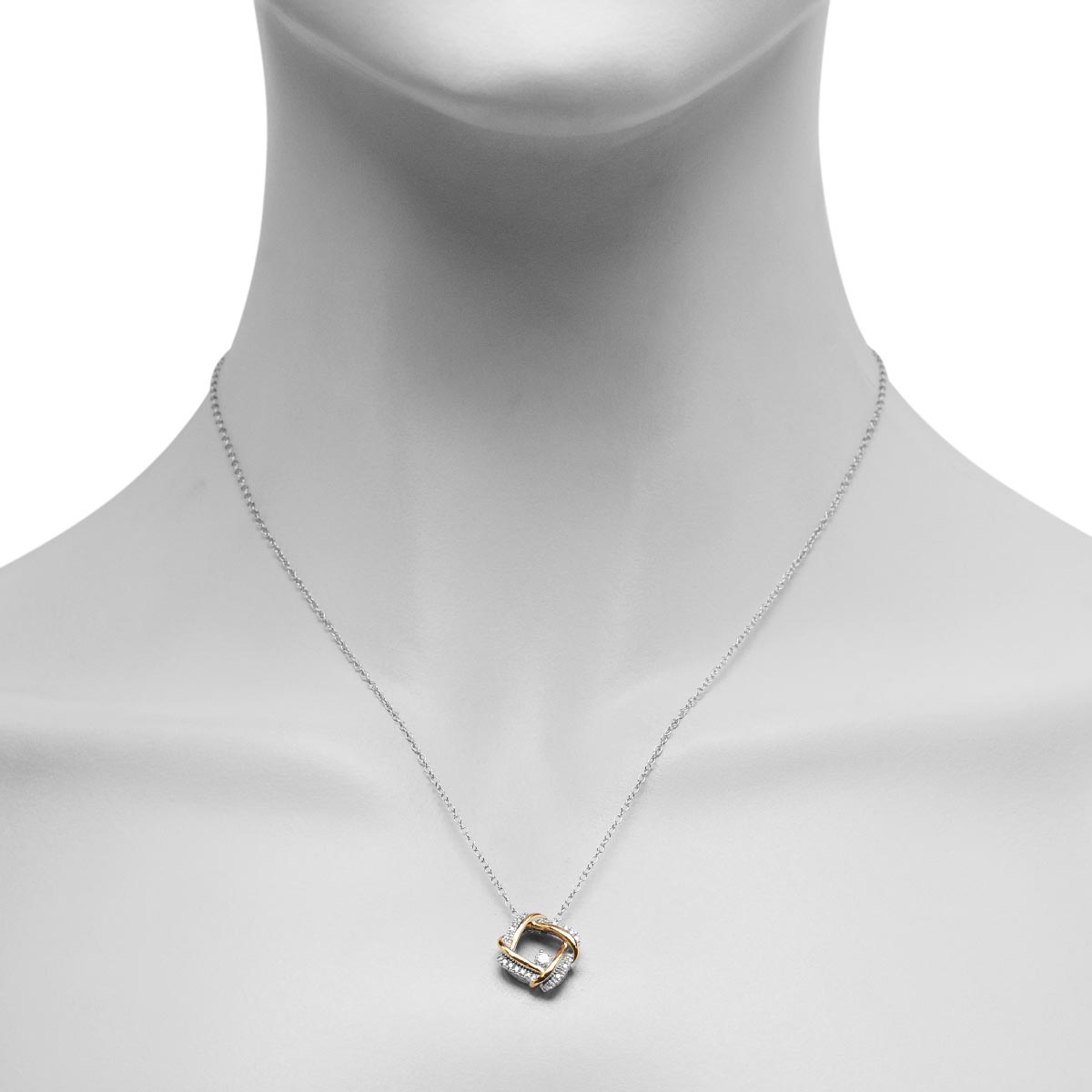 Northern Star Diamond Love Knot Collection Necklace in Sterling Silver and 10kt Yellow Gold (1/4ct tw)