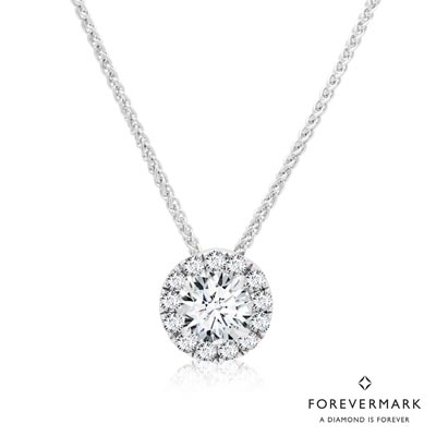 Forevermark Center of My Universe Diamond Halo Necklace in 18kt White Gold (3/8ct tw)