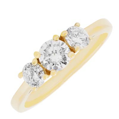 Diamond Three Stone Engagement Ring in 14kt Yellow Gold (1ct tw)