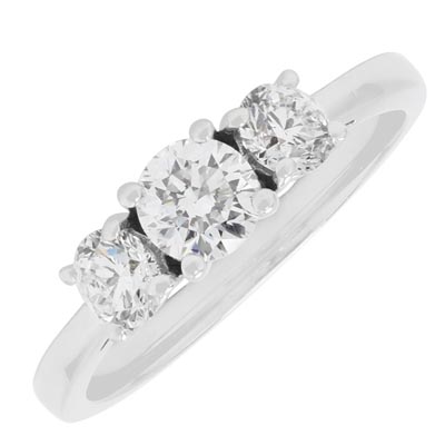 Diamond Three Stone Engagement Ring in 14kt White Gold (1ct tw)