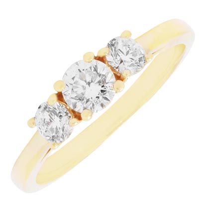 Diamond Three Stone Engagement Ring in 14kt Yellow Gold (3/4ct tw)