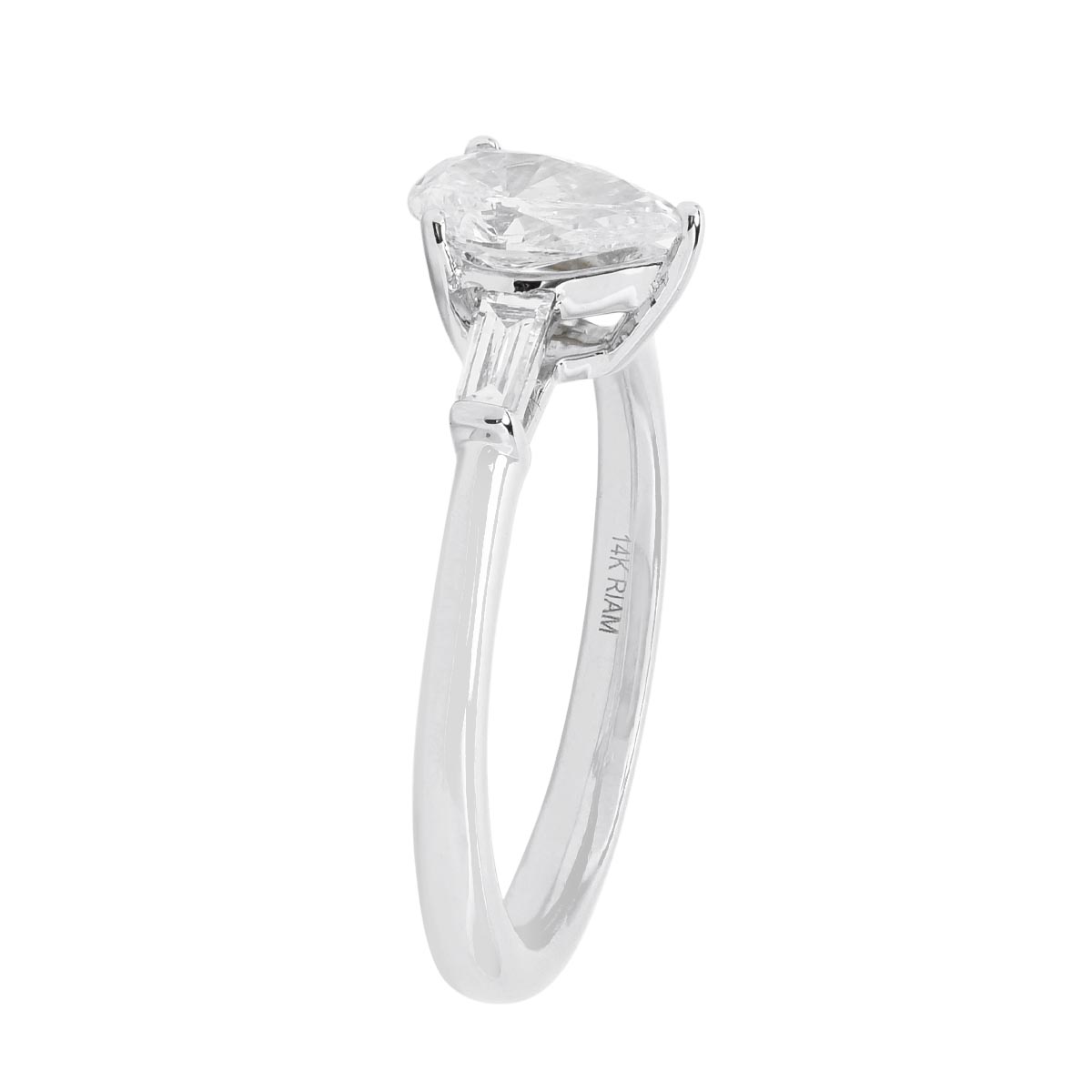 Northern Star Pear Diamond and Baguette Engagement Ring in 14kt White Gold (7/8ct tw)