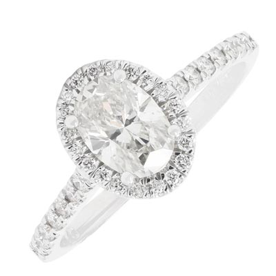 Oval Diamond Halo Engagement Ring in 14kt White Gold (1ct tw)