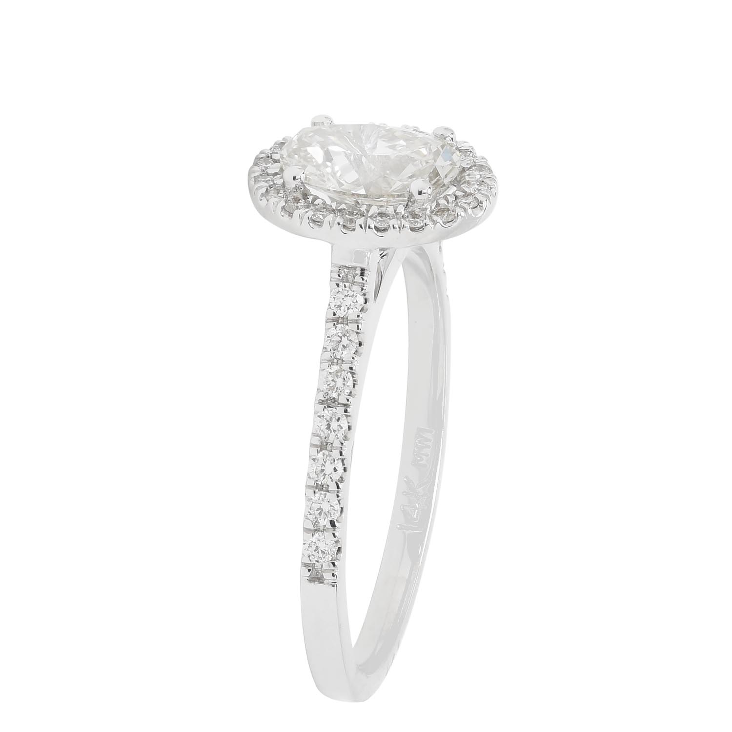 Oval Diamond Halo Engagement Ring in 14kt White Gold (1ct tw)