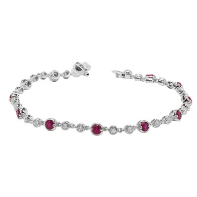Ruby Tennis Bracelet in 14kt White Gold with Diamonds (3/4ct tw)