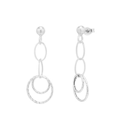 Diamond Cut Circle Drop Earrings in 10kt White Gold