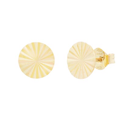 Diamond Cut Disc Earrings in 14kt Yellow Gold (8mm)