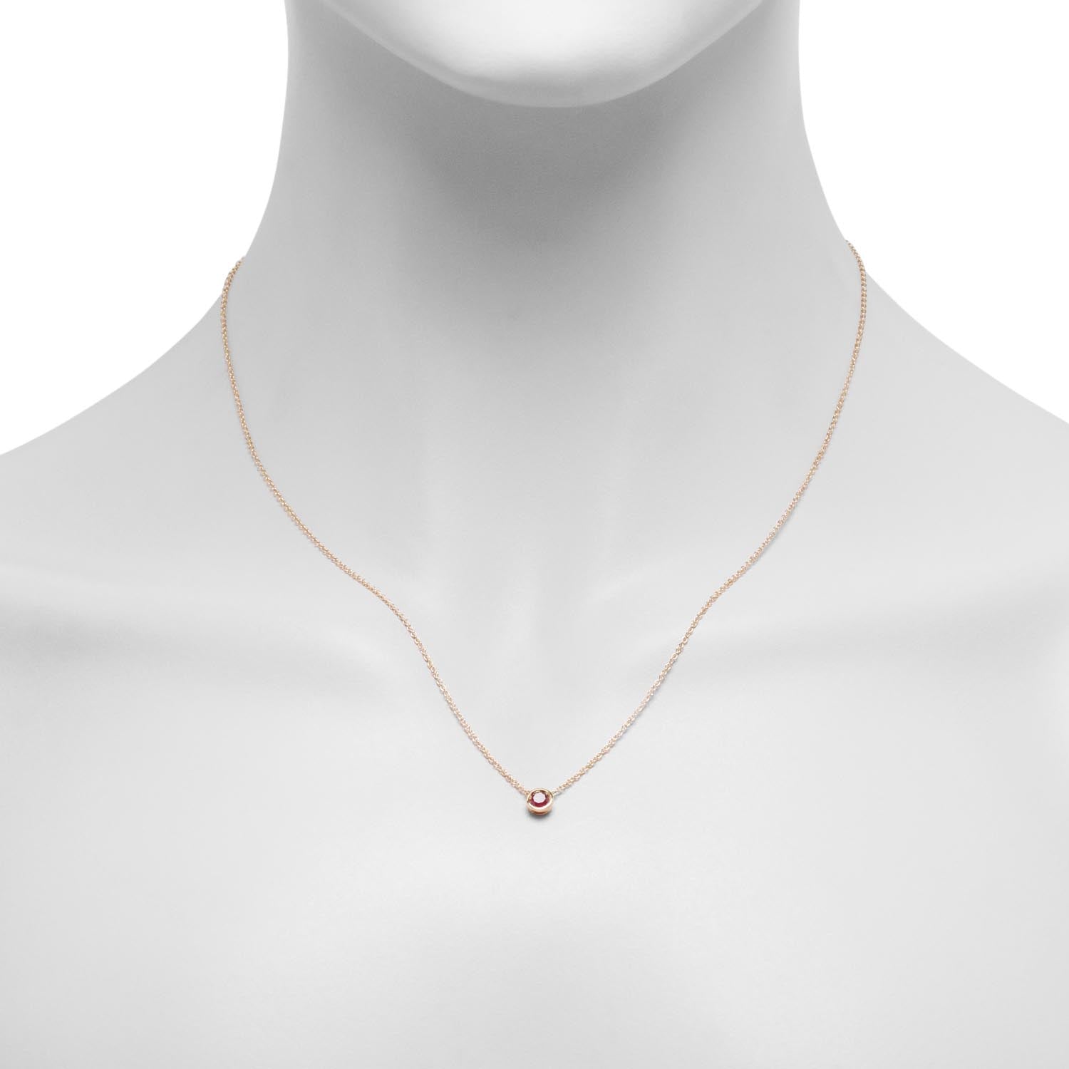 Ruby Bezel Necklace in 10kt Yellow Gold