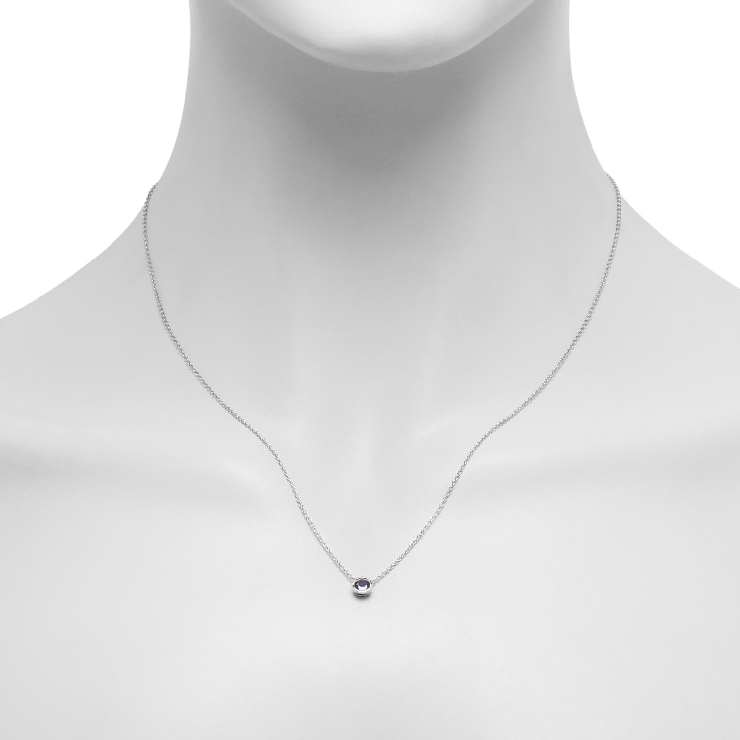 Sapphire Bezel Necklace in 10kt White Gold