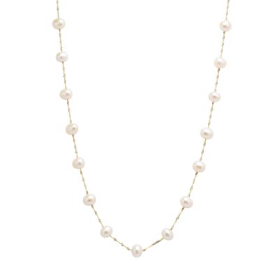 Cultured Freshwater Pearl Necklace in 14kt Yellow Gold (6-6.5mm pearls)