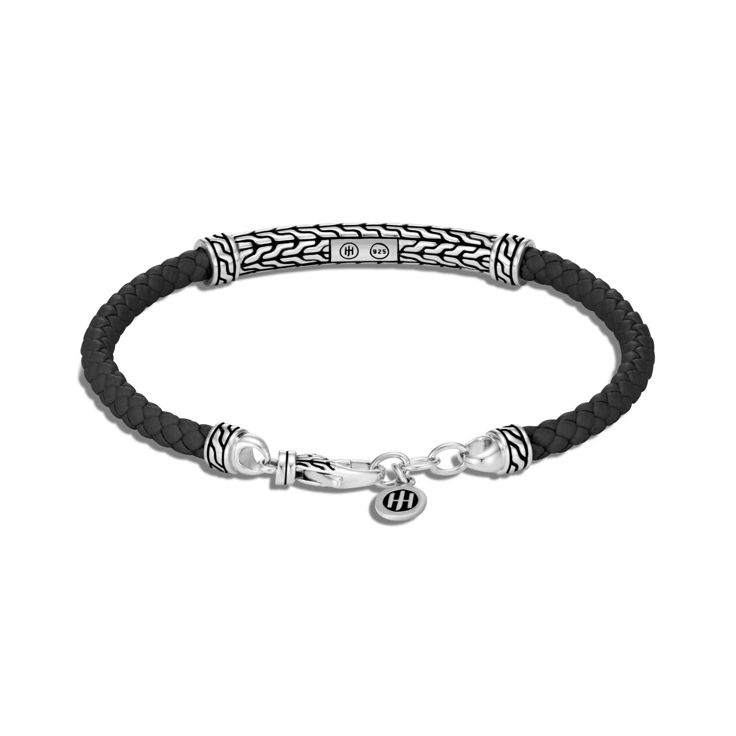 John Hardy Classic Chain Collection Station Bracelet in Leather and Sterling Silver