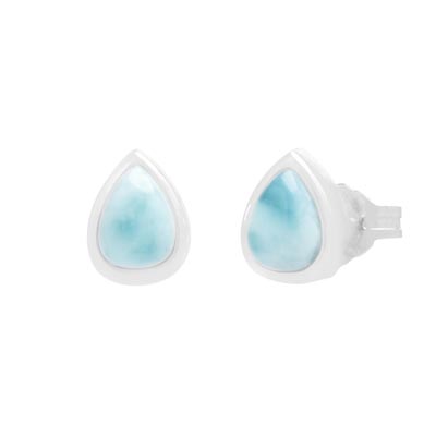 Alamea Larimar Pear Shape Stud Earrings in Sterling Silver