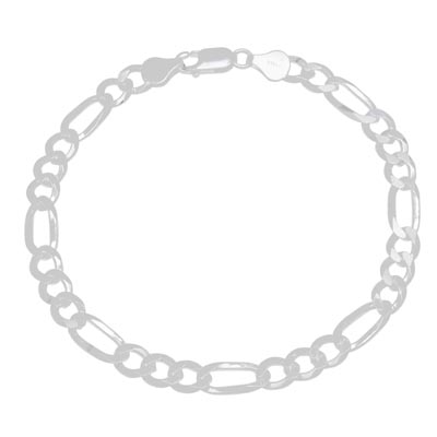 Figaro Chain Bracelet in Sterling Silver (9 inches and 7.1mm wide)
