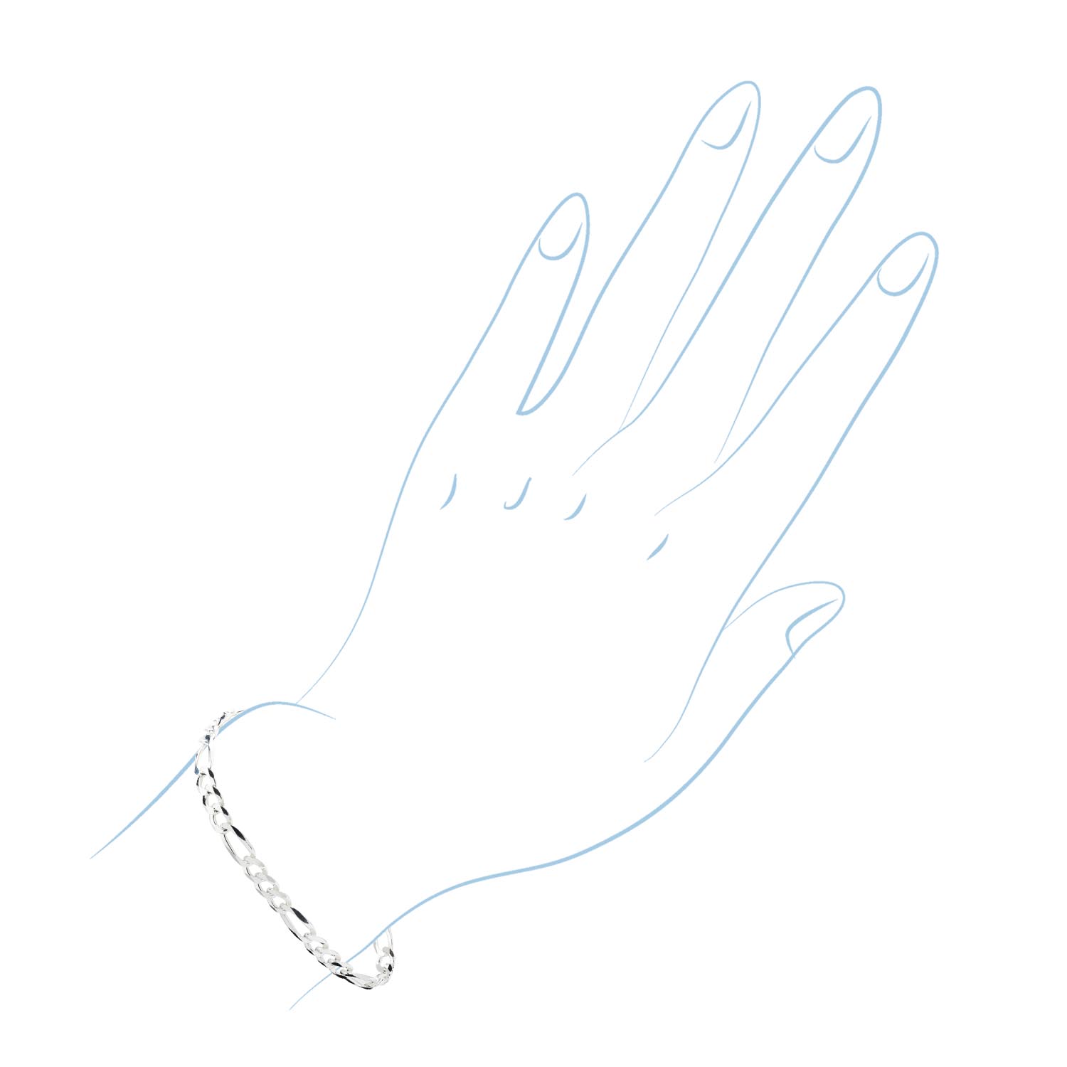 Figaro Chain Bracelet in Sterling Silver (9 inches and 7.1mm wide)