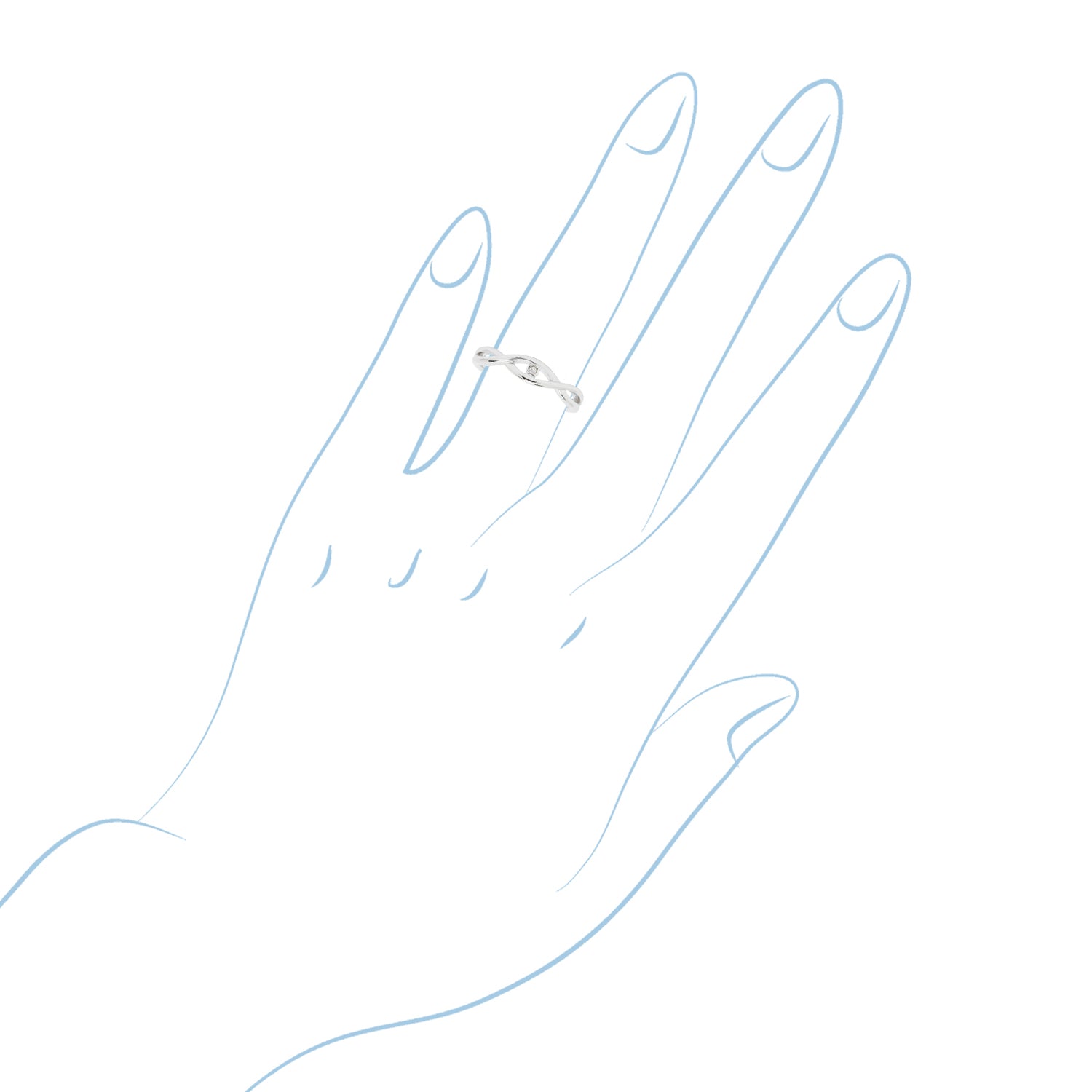 Diamond Twist Ring in Sterling Silver (.01ct)
