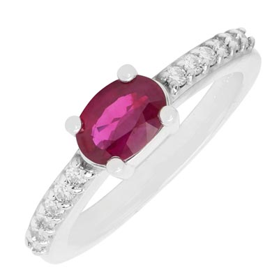 Oval Ruby Ring in 14kt White Gold with Diamonds (1/5ct tw)