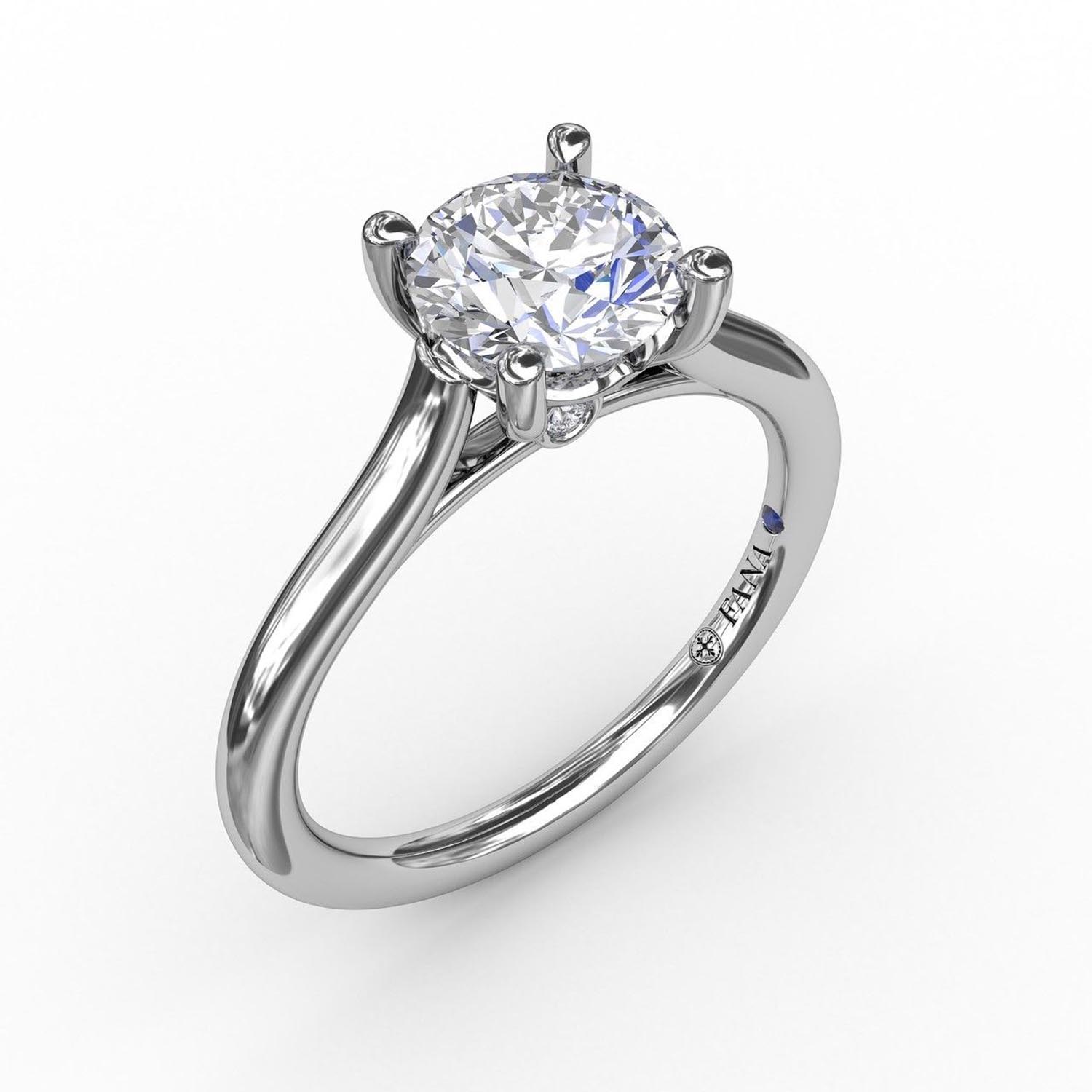 Fana Classic Cathedral Solitaire Engagement Ring Setting in 14kt White Gold (.02ct tw)