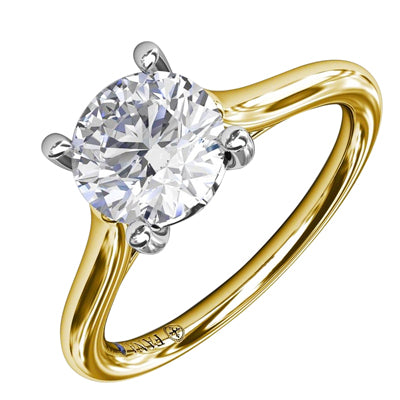 Fana Classic Cathedral Solitaire Diamond Engagement Ring Setting in 14kt Yellow Gold (.02ct tw)