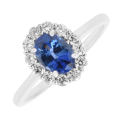 Oval Sapphire Ring in 14kt White Gold with Diamonds (1/3ct tw)