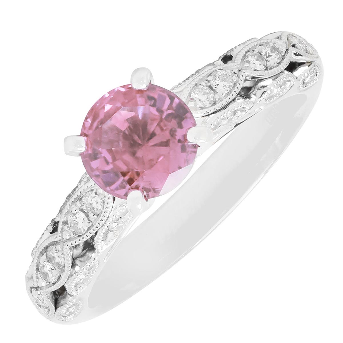 Pink Sapphire Ring in 14kt White Gold with Diamonds (1/5ct tw)