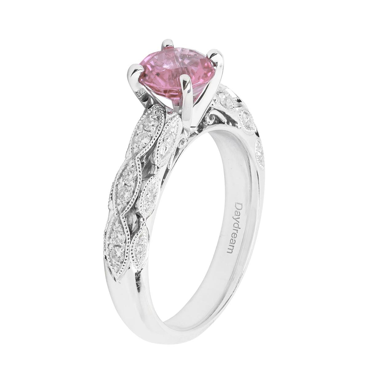 Pink Sapphire Ring in 14kt White Gold with Diamonds (1/5ct tw)