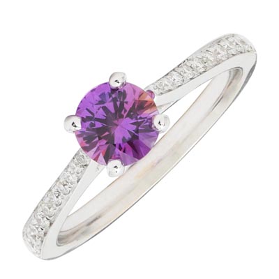 Pink Sapphire Ring in 14kt White Gold with Diamonds (1/7ct tw)