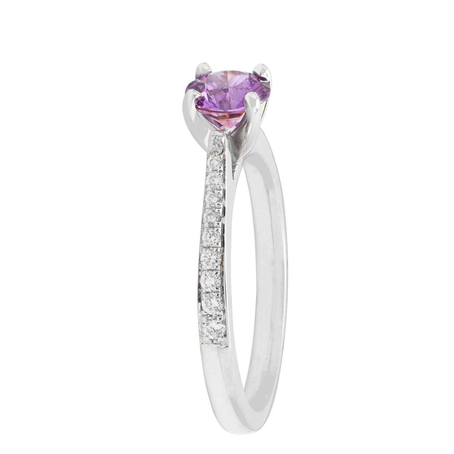 Pink Sapphire Ring in 14kt White Gold with Diamonds (1/7ct tw)