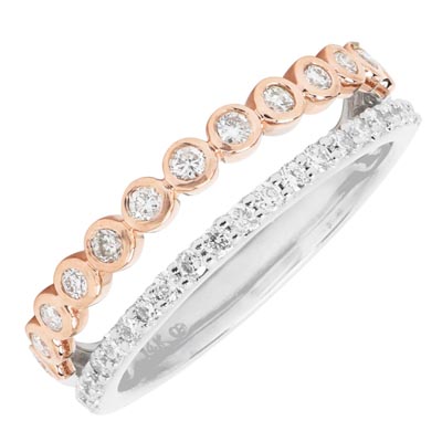 Diamond 2 Row Band in 14kt Rose and White Gold (3/8ct tw)