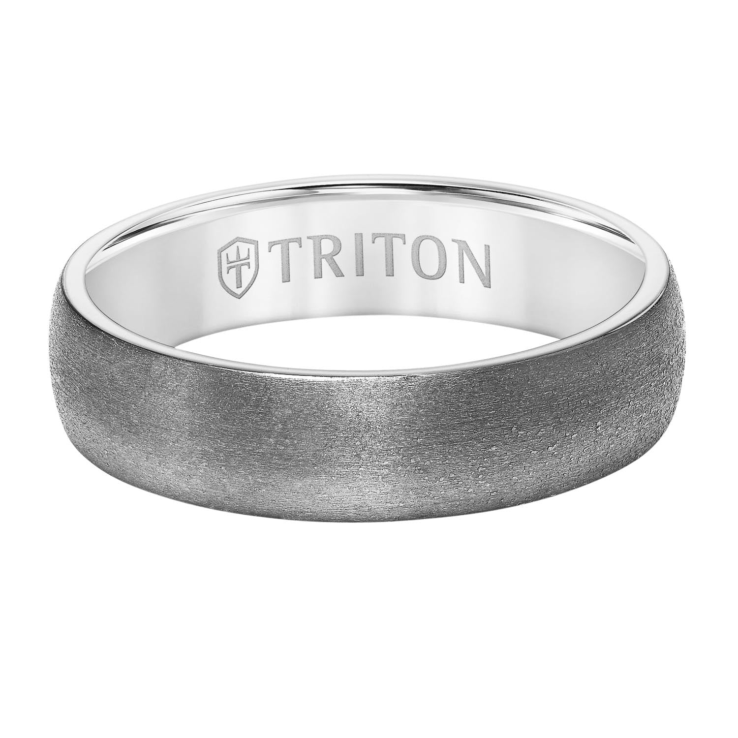 Triton Mens Brush Flat Edge Wedding Band in Tantalum (6mm)