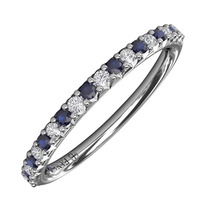 Fana Delicate Modern Shared Prong Diamond and Sapphire Anniversary Band in 14kt White Gold (1/10ct tw)