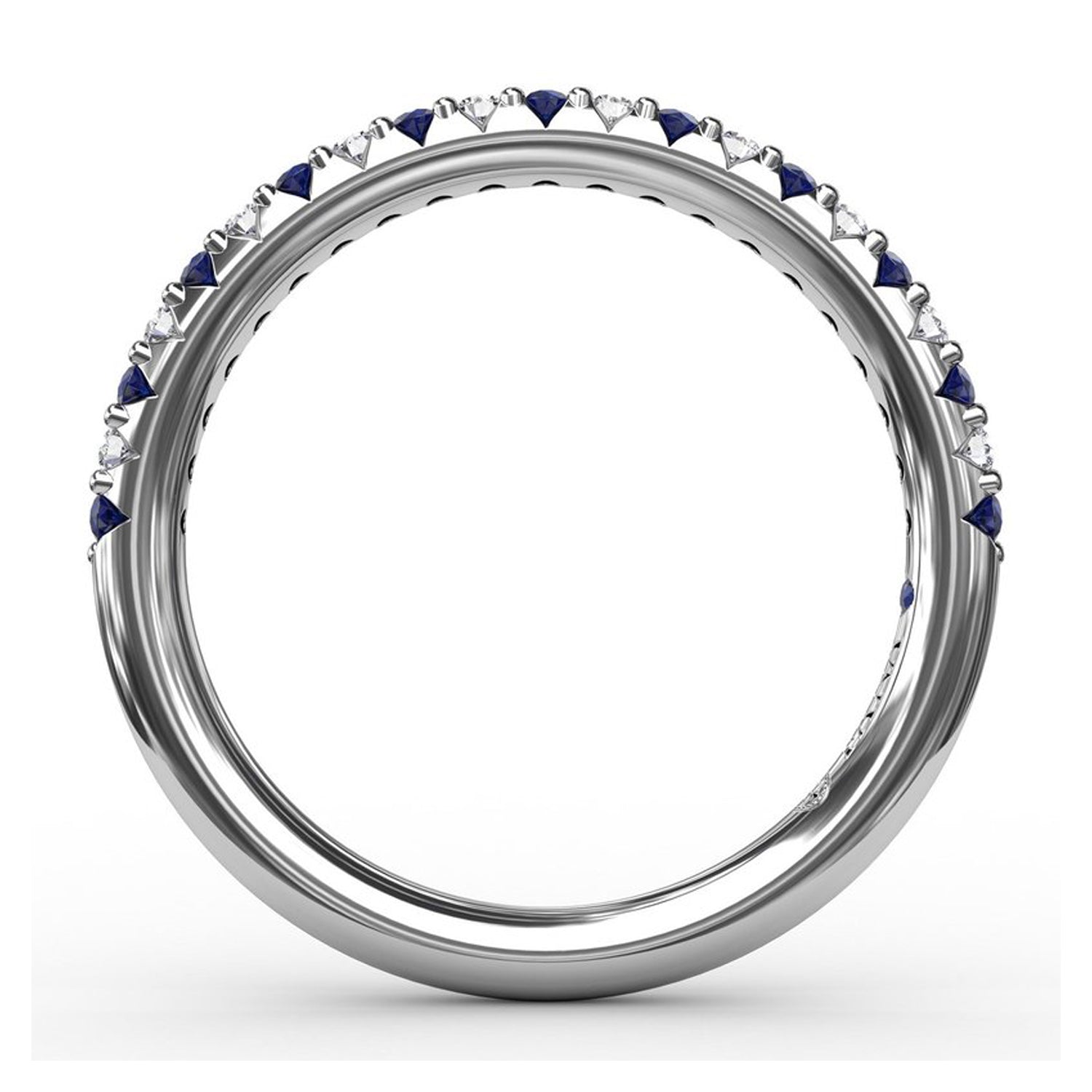 Fana Delicate Modern Shared Prong Diamond and Sapphire Anniversary Band in 14kt White Gold (1/10ct tw)