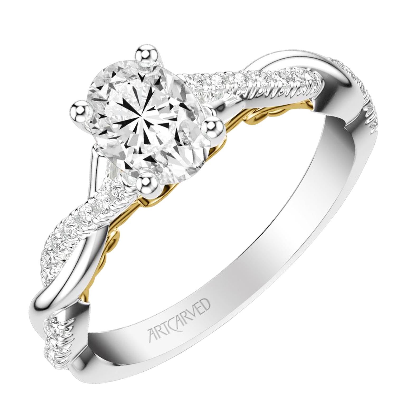 Artcarved Tilda Diamond Engagement Ring Setting in 14kt White and Yellow Gold (1/7ct tw)