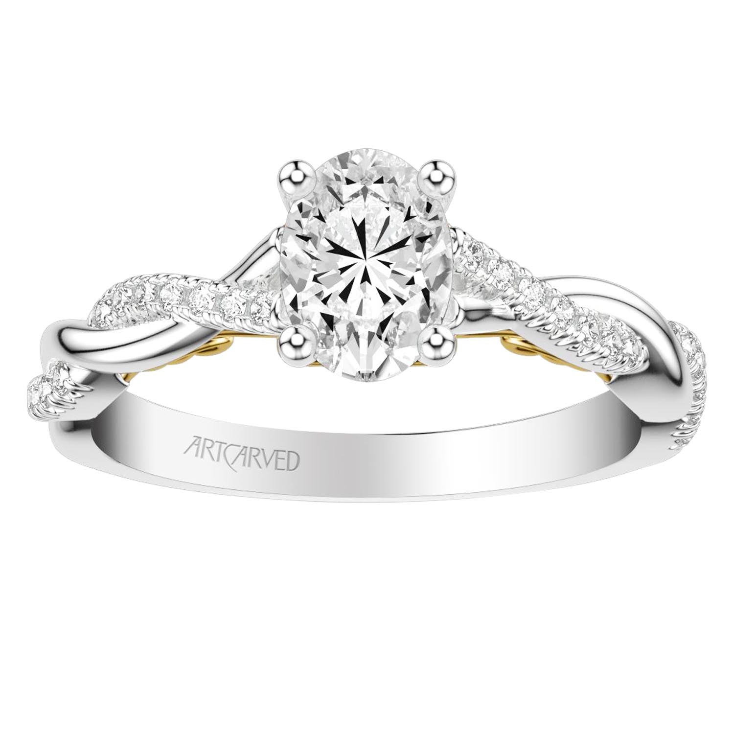Artcarved Tilda Diamond Engagement Ring Setting in 14kt White and Yellow Gold (1/7ct tw)