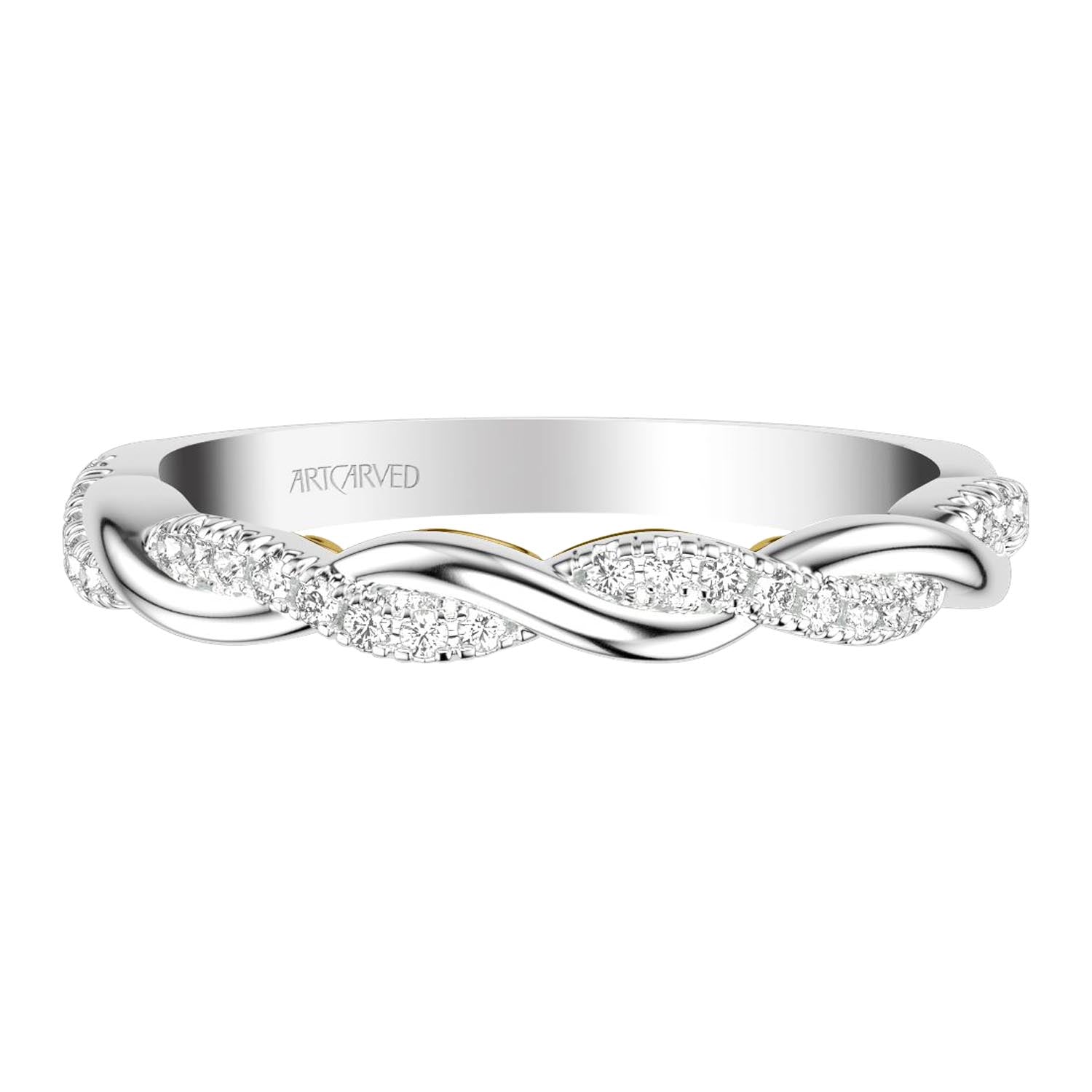 Artcarved Tilda Diamond Wedding Band in 14kt White and Yellow Gold (1/7ct tw)