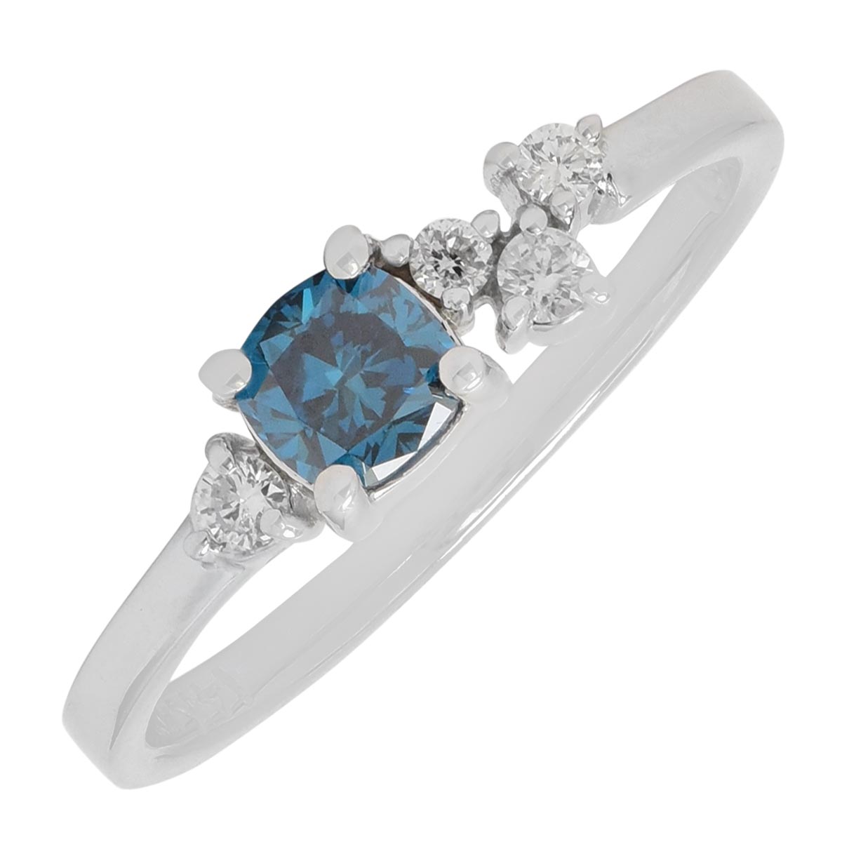 Cushion Cut Blue and White Diamond Ring in 14kt White Gold (1/2ct tw)