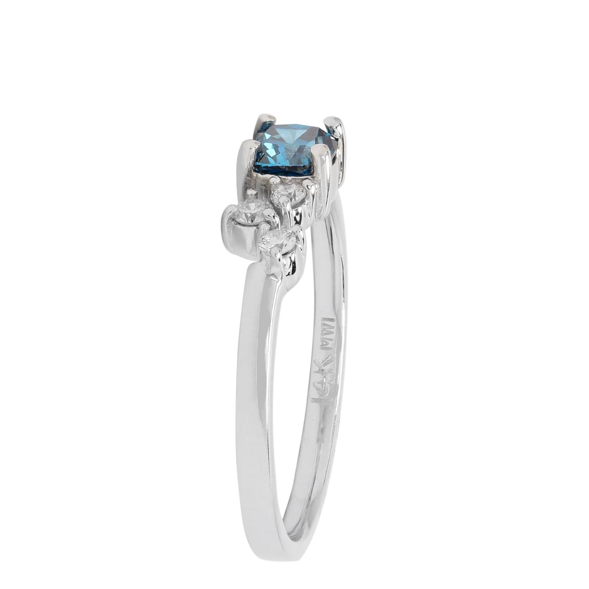 Cushion Cut Blue and White Diamond Ring in 14kt White Gold (1/2ct tw)