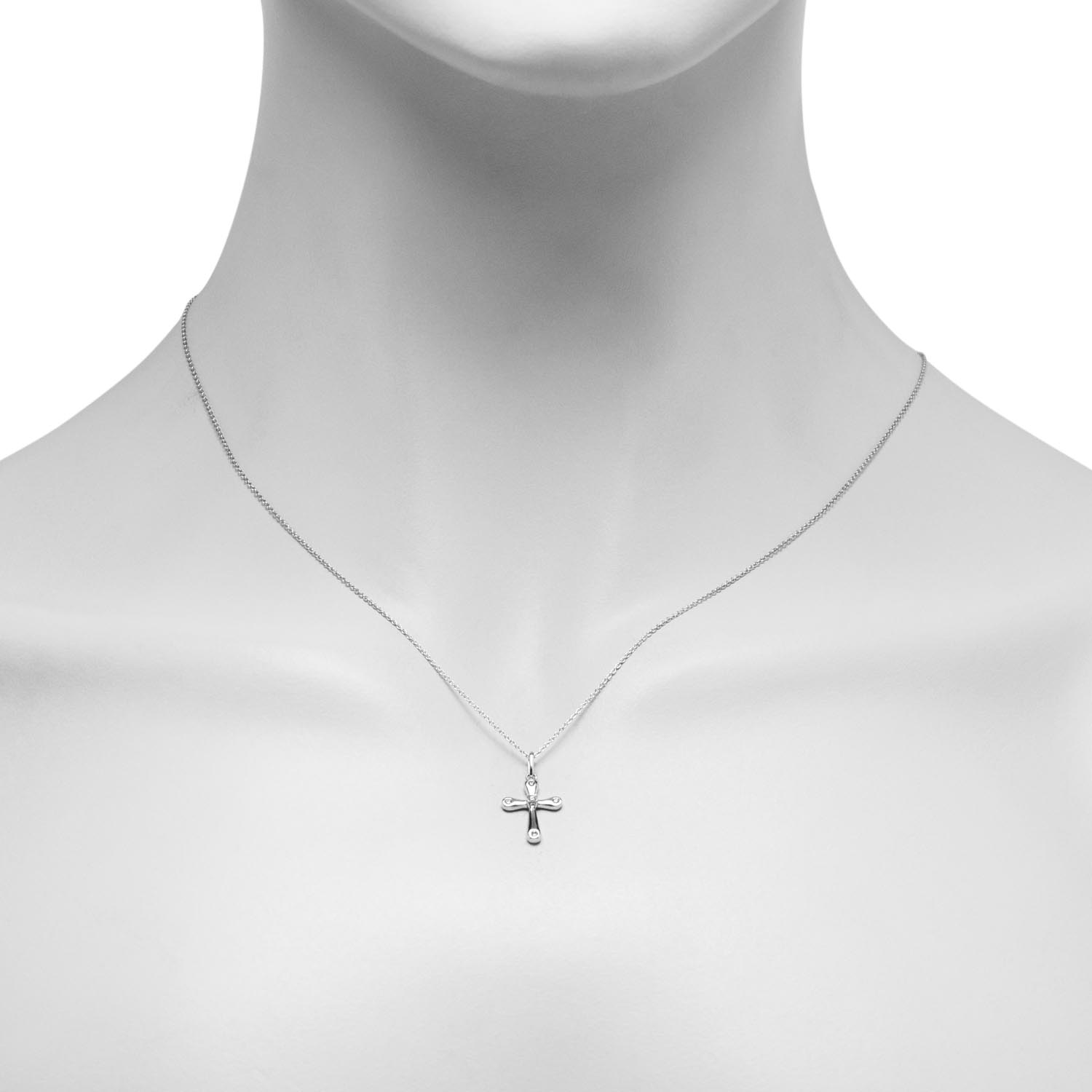 Diamond Cross Necklace in 14kt White Gold (1/20ct tw)