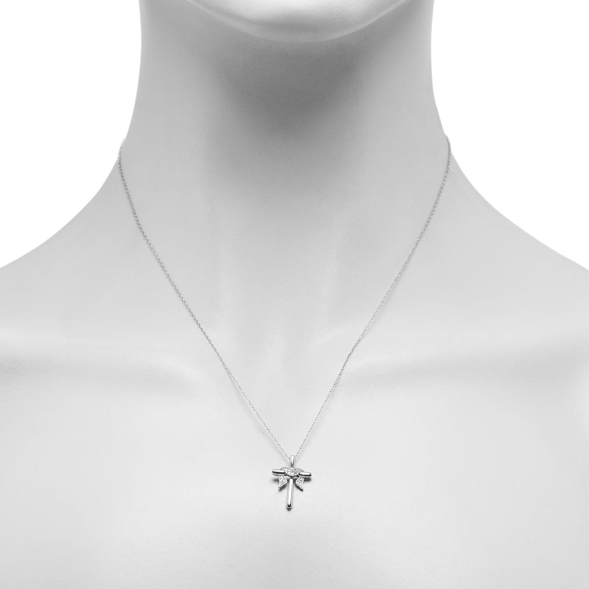 Diamond Cross Necklace in 10kt Yellow Gold (1/20ct tw)