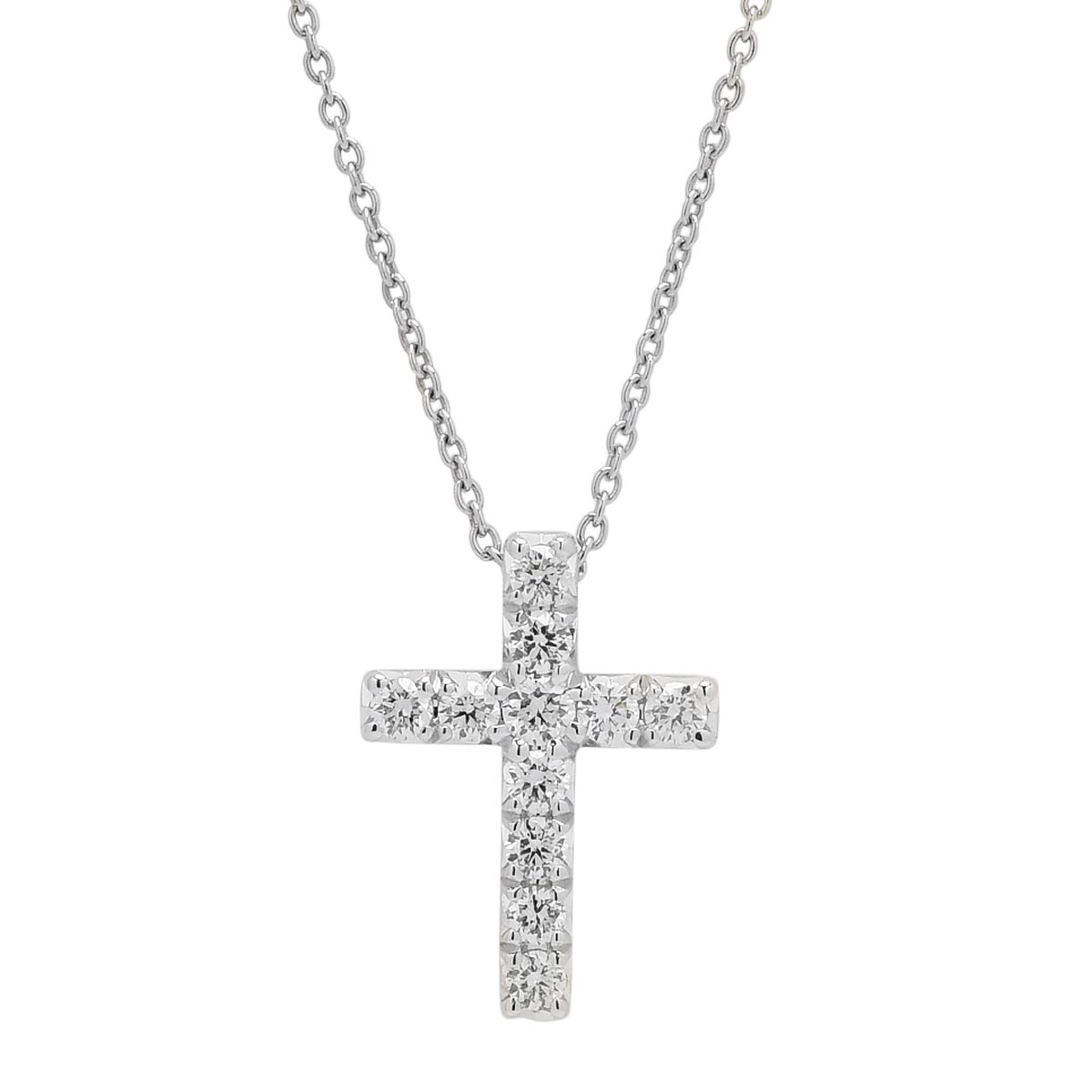 Diamond Cross Necklace in 14kt White Gold (1/4ct tw)