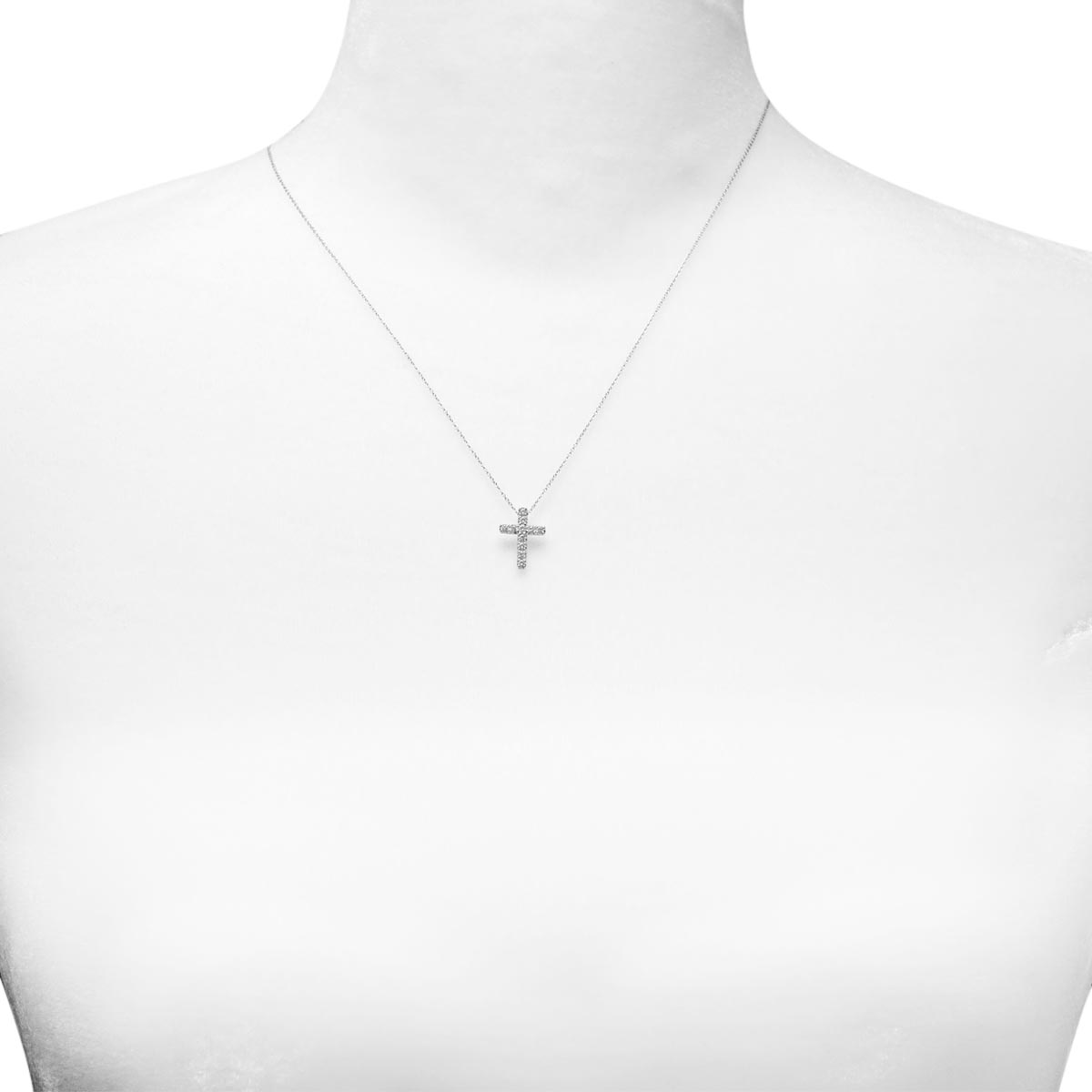 Diamond Cross Necklace in 14kt White Gold (1/4ct tw)
