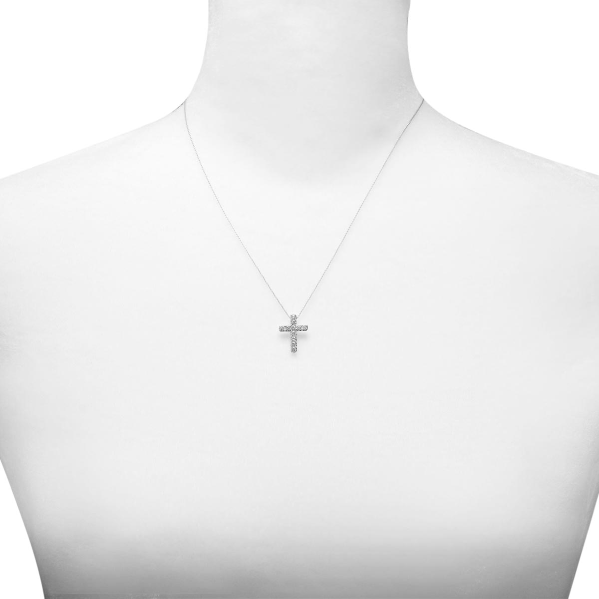 Diamond Cross Necklace in 14kt White Gold (1/2ct tw)