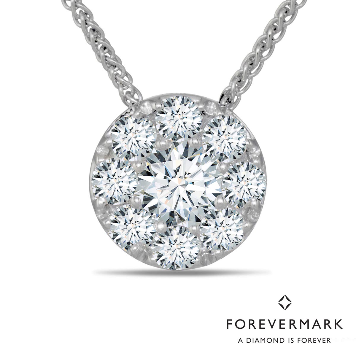 De Beers Forevermark Eternal Collection Diamond Halo Necklace in 18kt White Gold (3/8ct tw)