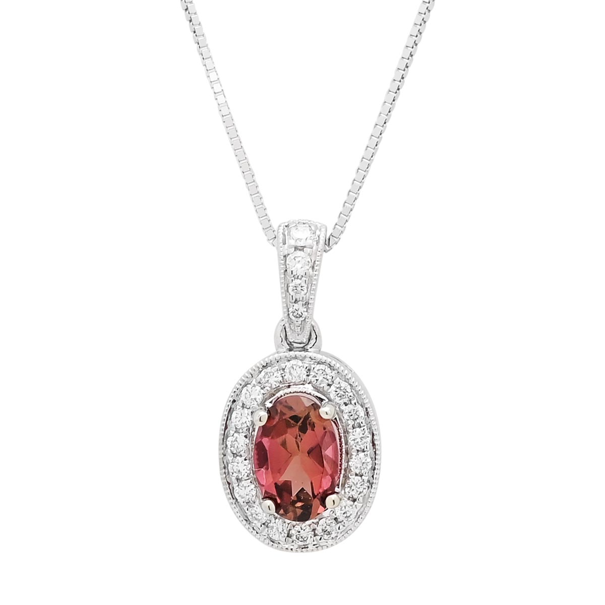 Maine Pink Tourmaline Necklace in 14kt White Gold (1/10ct tw)