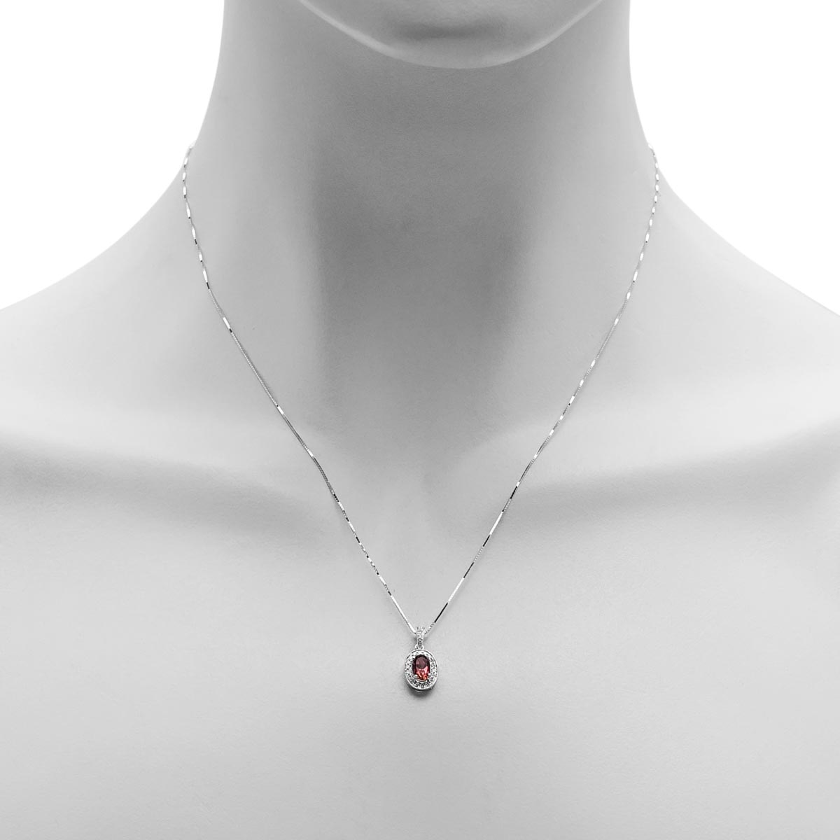 Maine Pink Tourmaline Necklace in 14kt White Gold (1/10ct tw)