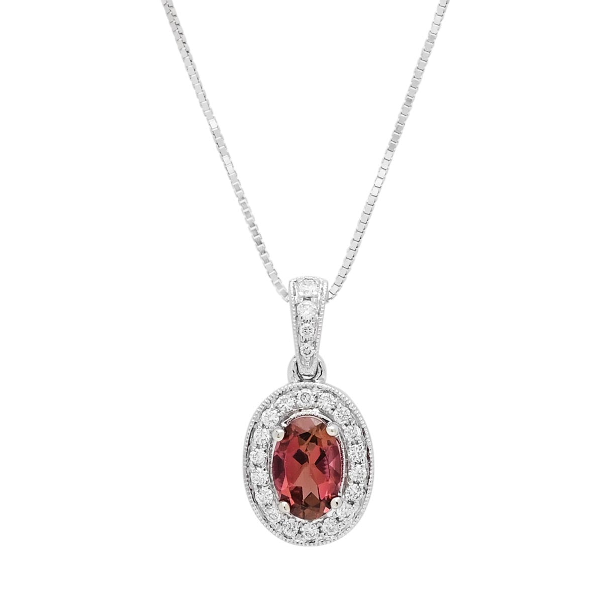 Maine Pink Tourmaline Necklace in 14kt White Gold (1/10ct tw)