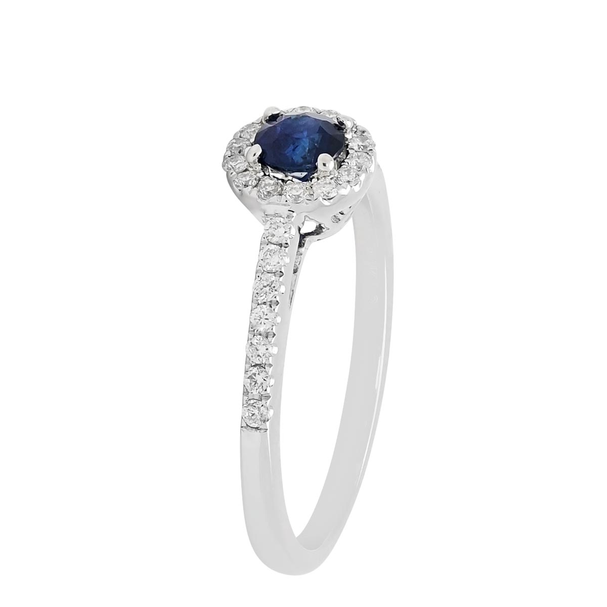 Sapphire Ring with Diamond Halo in 14kt White Gold (1/7ct tw)