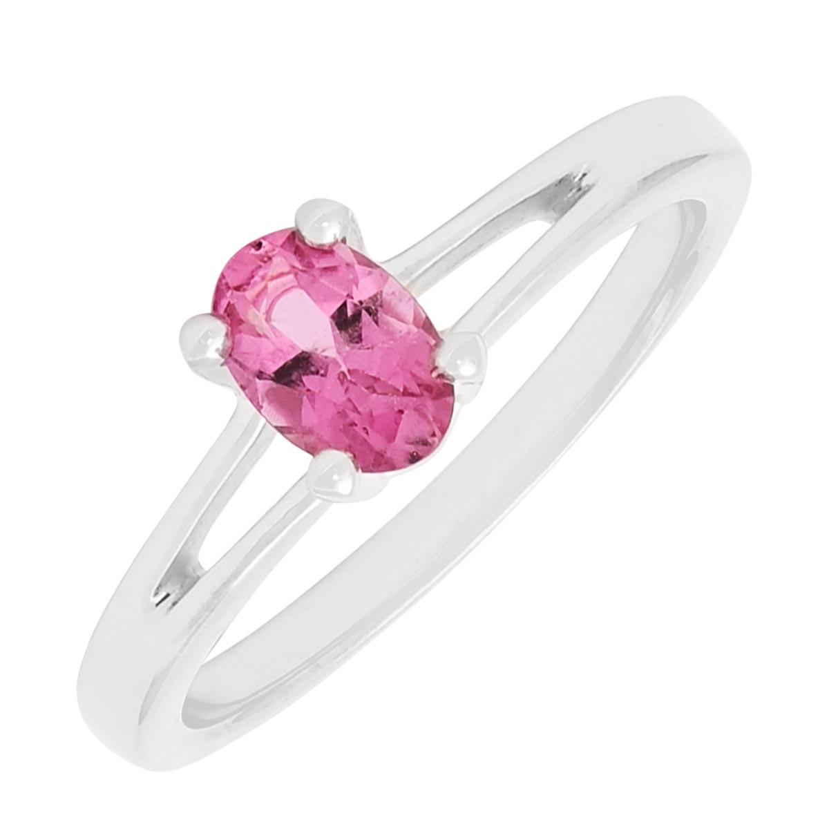 Maine Pink Tourmaline Oval Ring in Sterling Silver