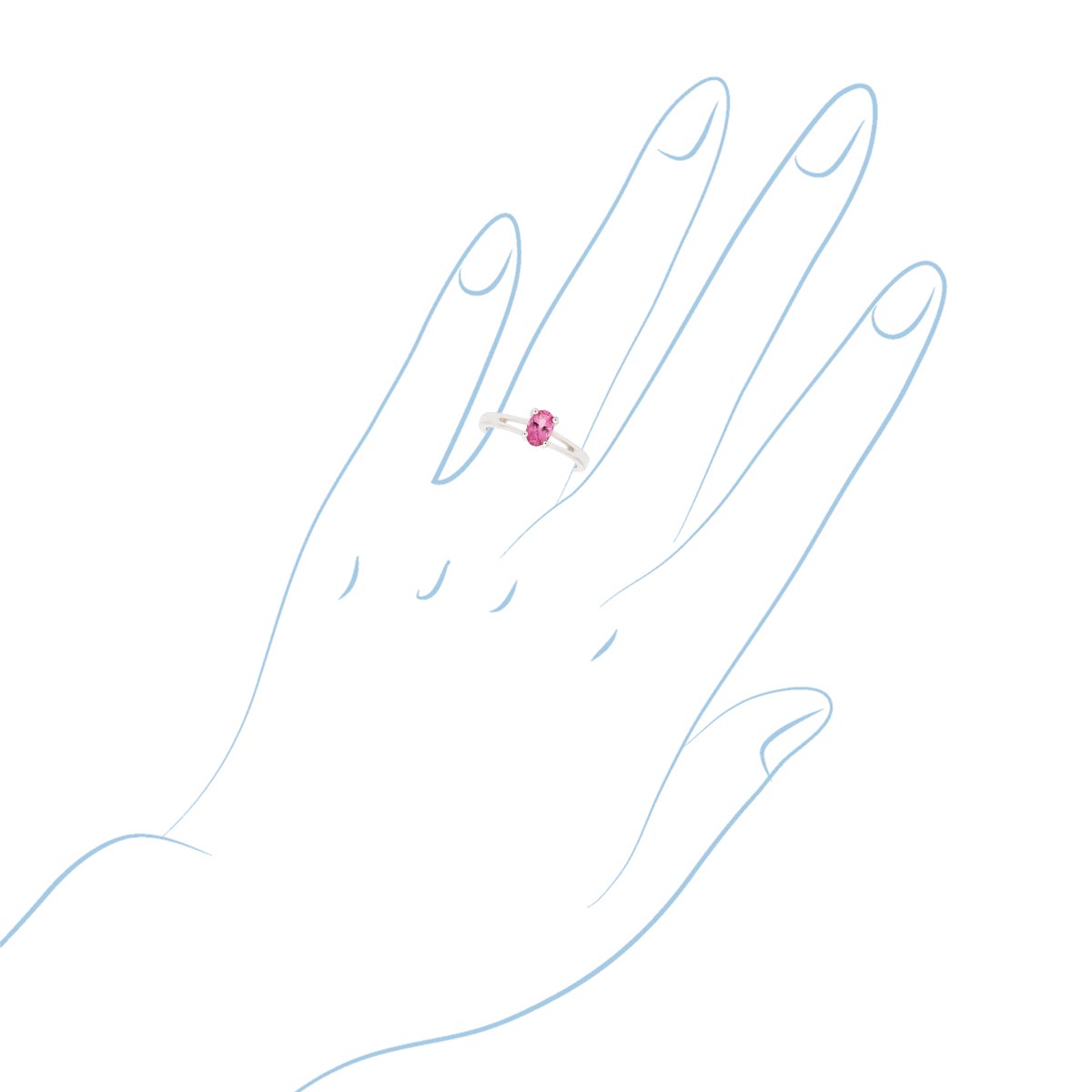 Maine Pink Tourmaline Oval Ring in Sterling Silver