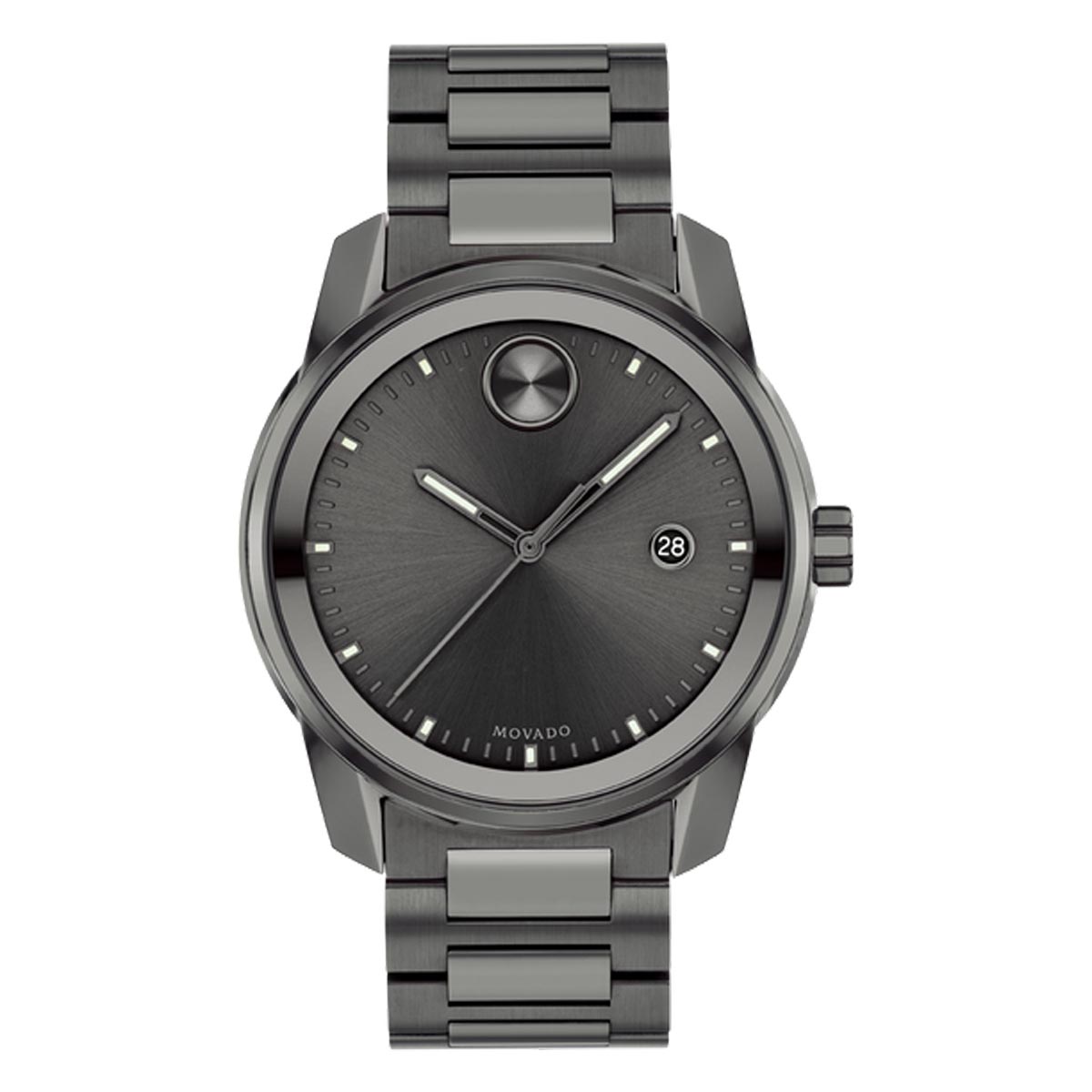 Movado Bold Verso Mens Watch with Gray Dial and Gunmetal Gray Ion Plated Bracelet (Swiss quartz movement)