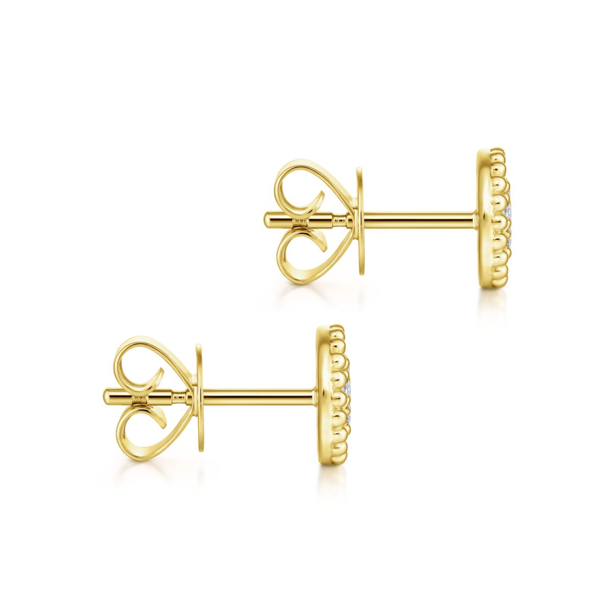 Gabriel Beaded Round Frame Diamond Cluster Stud Earrings in 14kt Yellow Gold (1/10ct tw)